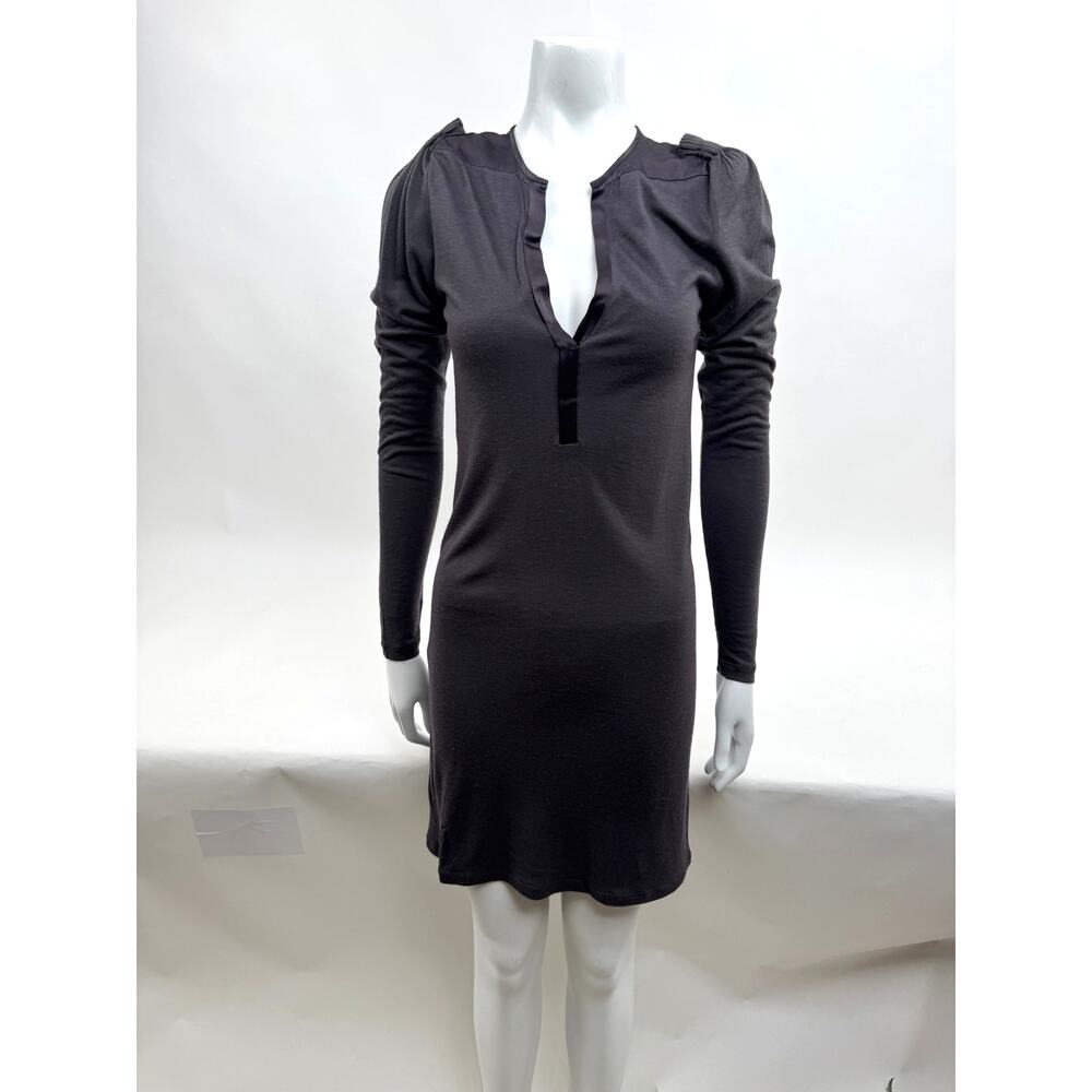 Maje NWOT Gray Wool Blend Silk Trim Long Sleeve Dress Size 1 / US S